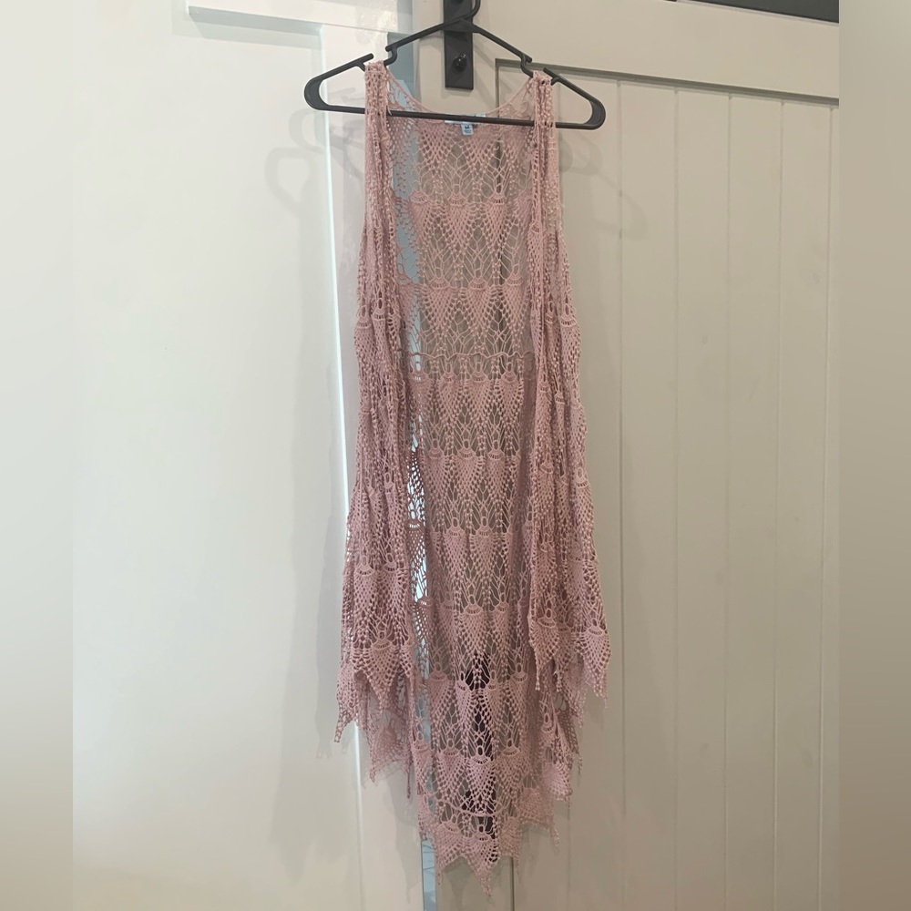 She + Sky medium crochet/ lace duster vest